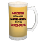 Chope de bière Mathieu Super Héros Super Papa - Planetee