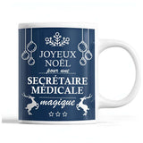 Tasse Noël Secrétaire Médicale femme Bleu - Planetee