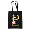 Tote Bag noir Prescillia Lettre Fleur - Planetee