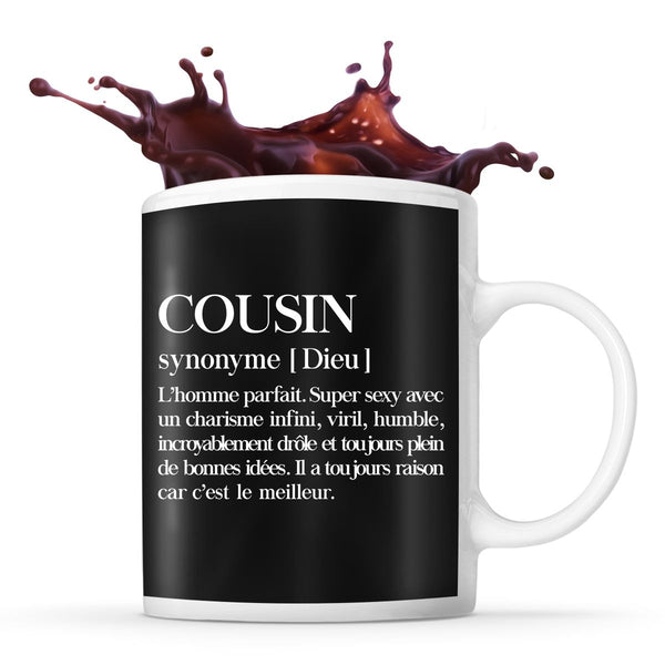 Mug noir Définition Cousin - Planetee
