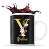 Mug noir Yveline Lettre Fleur - Planetee