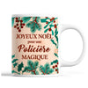 Tasse Noël Policière femme Beige - Planetee