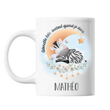 Mug Mathéo adorable bébé quand je dors Zèbre - Planetee