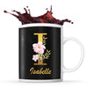 Mug noir Isabelle Lettre Fleur - Planetee