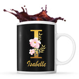 Mug noir Isabelle Lettre Fleur - Planetee