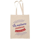 Sac Tote Bag Médecin Femme Meilleure du Monde beige - Planetee