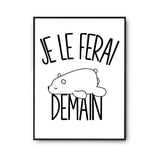 Affiche ours blanc Je le ferai demain - Planetee