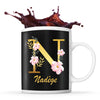 Mug noir Nadège Lettre Fleur - Planetee