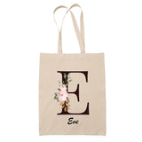 Tote Bag beige Eve Lettre Fleur - Planetee