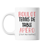 Mug Tennis de Table C'est ma Routine Blanc - Planetee