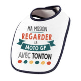Bavoir bébé Ma mission Moto GP avec Tonton - Planetee