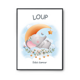 Affiche Loup bébé d'amour éléphant - Planetee