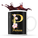 Mug noir Patricia Lettre Fleur - Planetee