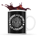Mug noir Mythe Légende Filleul - Planetee