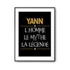 Affiche Yann prénom mythe légende Jaune - Planetee