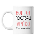 Mug Football C'est ma Routine Blanc - Planetee