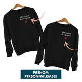 Sweat couple Amoureux-se de XX | Prénom Personnalisable - Planetee