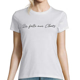 T-shirt Femme Blanc - Folle aux Chats - Planetee