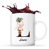 Mug Blanc Laure Lettre Fleur - Planetee