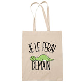 Sac Tote Bag diplodocus je le ferai demain beige - Planetee