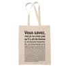 Tote Bag Banquière Bonne ou Mauvaise Beige - Planetee