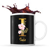 Mug noir Inès Lettre Fleur - Planetee