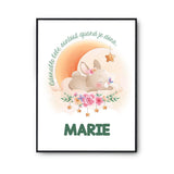 Affiche Marie Adorable bébé quand je dors Lapin - Planetee