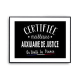 Affiche Auxiliaire de justice Femme Métier Meilleure de France - Planetee