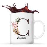 Mug Blanc Candice Lettre Fleur - Planetee