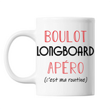 Mug Longboard C'est ma Routine Blanc - Planetee