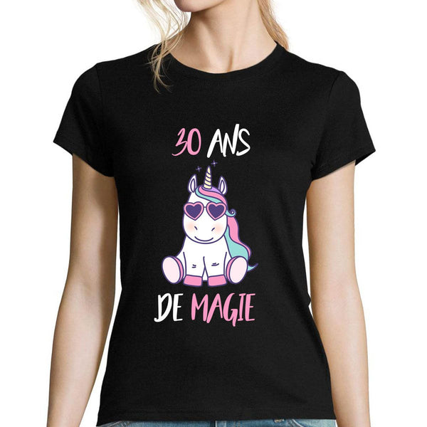 Licorne T-Shirt 30 Ans Fille Anniversaire - Cadeau Licorne Pour Femme Ou Enfant - Manches Raglan