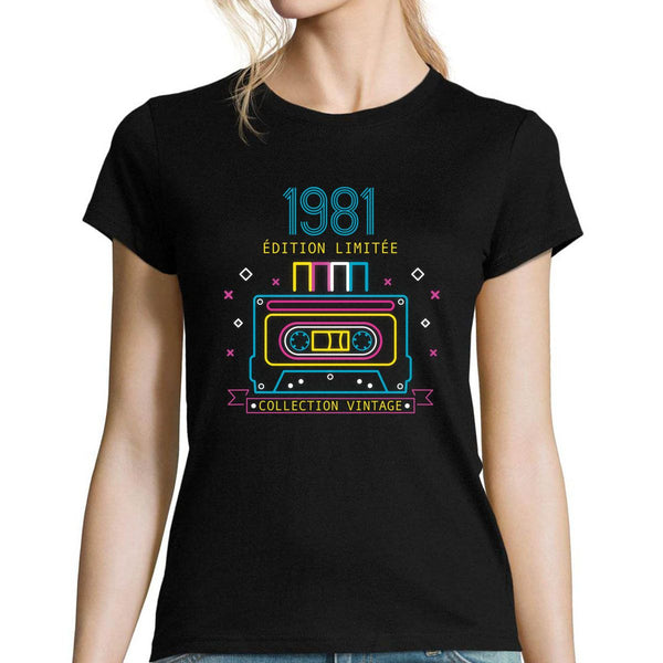 T-shirt Femme Anniversaire 1981 Vintage - Planetee