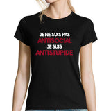 T-shirt Femme Antisoscial Antistupide - Planetee