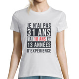 T-shirt Femme Anniversaire 31 ans Expérience - Planetee