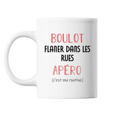 Mug Flâner dans les rues C'est ma Routine Blanc - Planetee