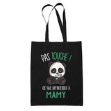 Tote Bag Noir Pas Touche Panda Mamy - Planetee