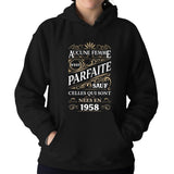 Sweat à Capuche Anniversaire Femme née en 1958 - Planetee