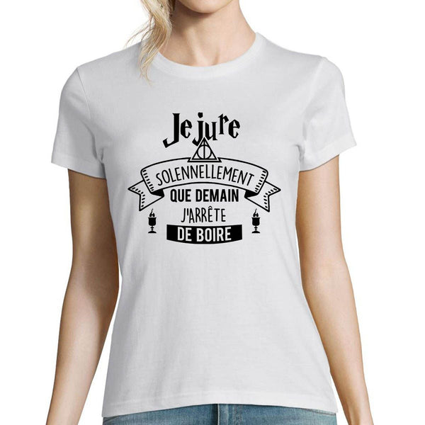 T-shirt Femme Je jure Solennellement Alcool - Planetee