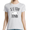 T-shirt Femme Ours Blanc | Je le ferai demain - Planetee