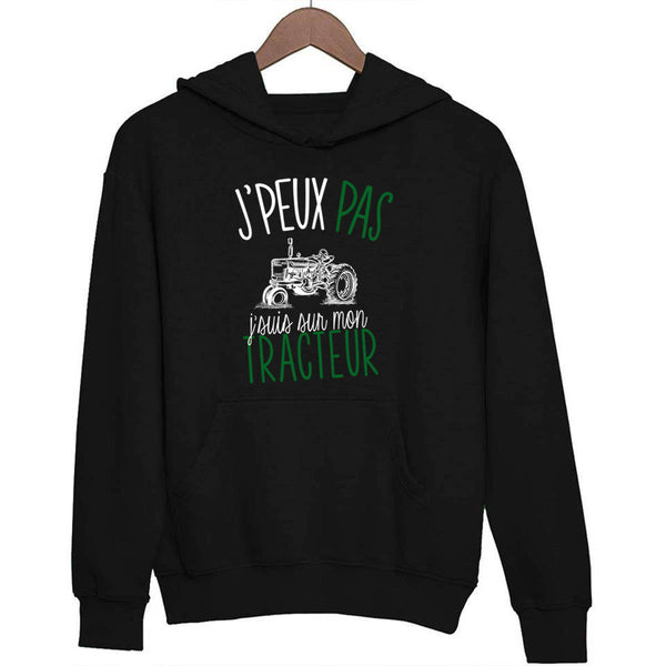Sweat à capuche J'peux pas j'suis sur mon tracteur - Planetee