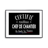 Affiche Chef de chantier Homme Meilleur de France Métier - Planetee