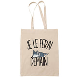 Sac Tote Bag loup je le ferai demain beige - Planetee