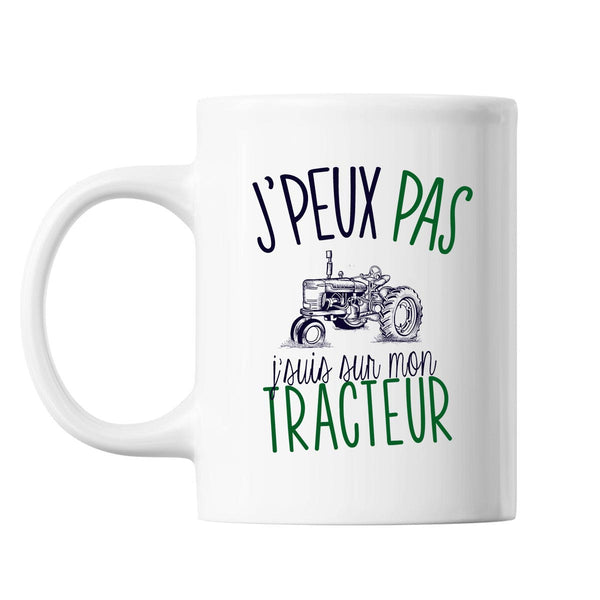 Mug Tracteur j'peux pas Blanc - Planetee