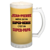 Chope de bière Jean-Pierre Super Héros Super Papa - Planetee