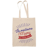 Tote Bag Beige Meilleure du Monde entier Mamy - Planetee