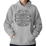 Tonnelière La Déesse La Légende | Sweat à Capuche Femme Gris Métier Humour Fun et Drôle - Hoodie / Pull Idéal pour idée Cadeau Anniversaire, collègue Travail, fête des mères, Noël - Planetee