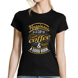 T-shirt Femme Cup of Coffee and Book - Planetee