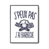 Affiche Barbecue toque cuisinier j'peux pas Blanc Premium - Planetee