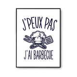 Affiche Barbecue toque cuisinier j'peux pas Blanc Premium - Planetee