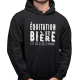 Sweat à capuche Équitation et bière - Planetee